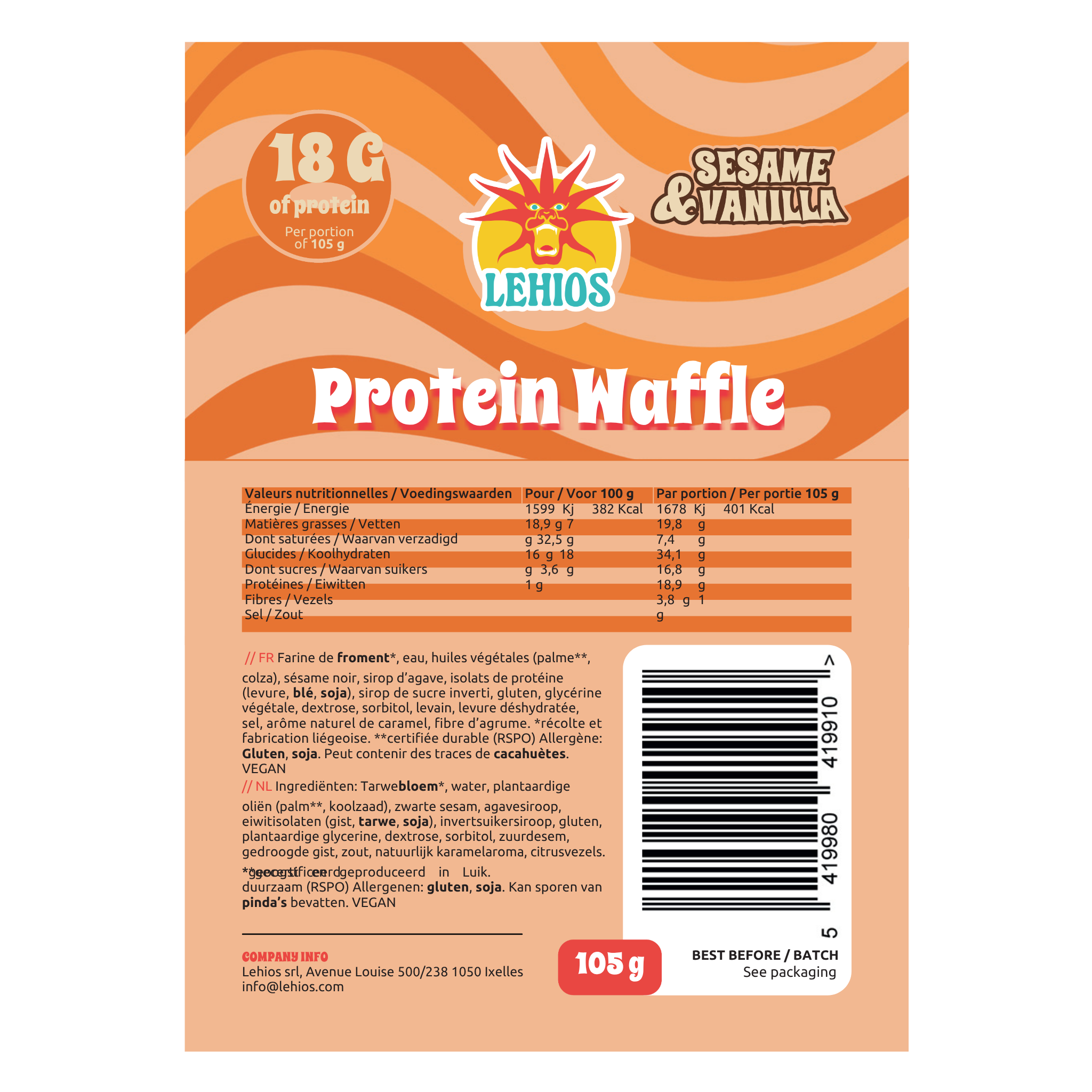 Proteïnewafels (8 stuks): Sesam &amp; Vanille